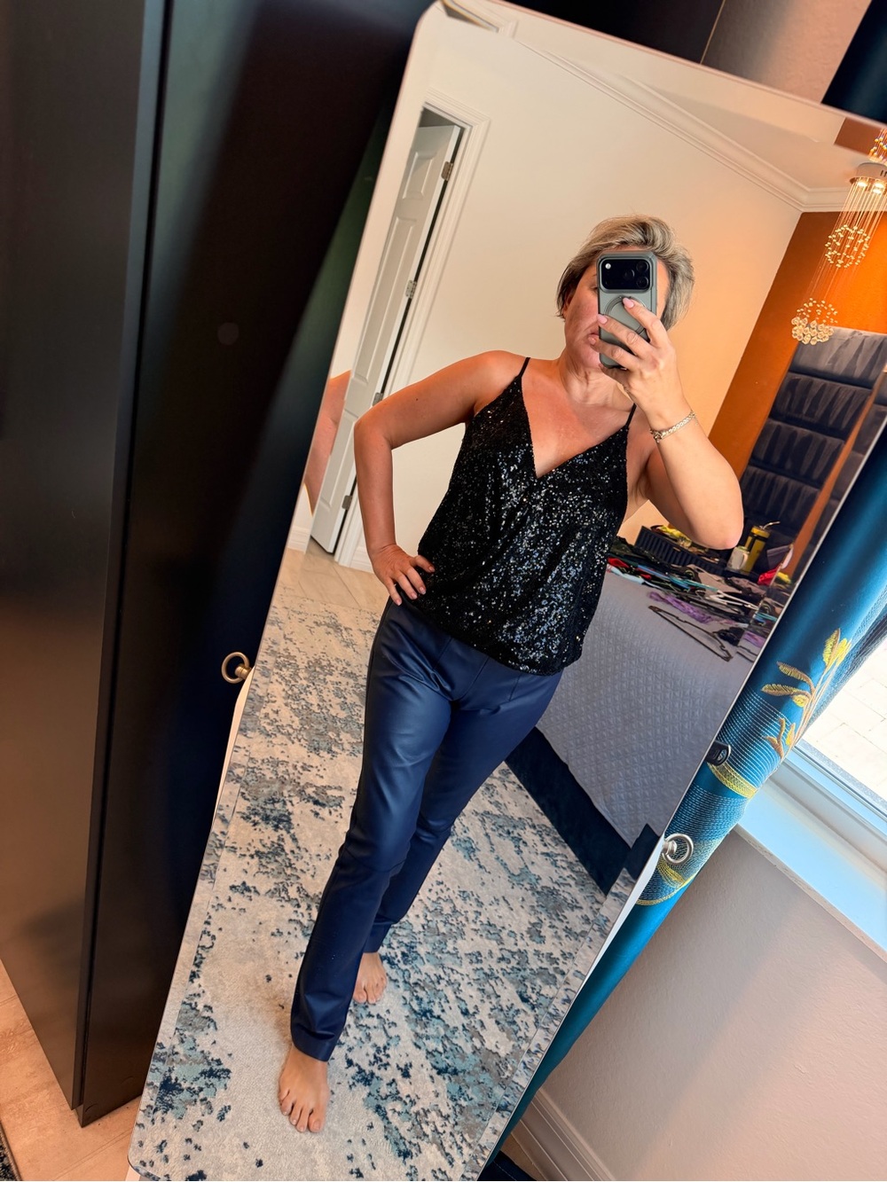love on a hanger Black Sequin V-Neck Tank